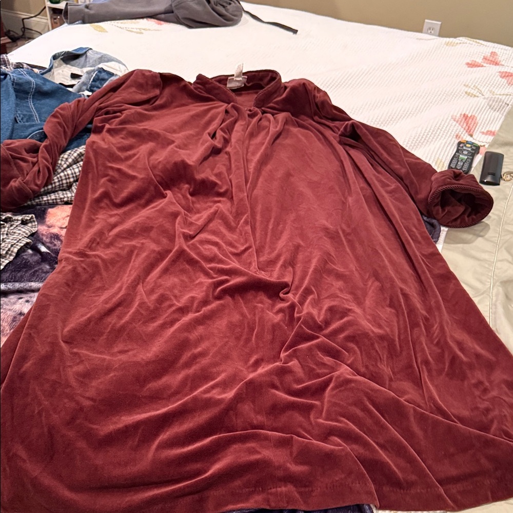 Intimate Essentials velvety brown LA 3/4 zip robe w/pockets-XL (4’ length)